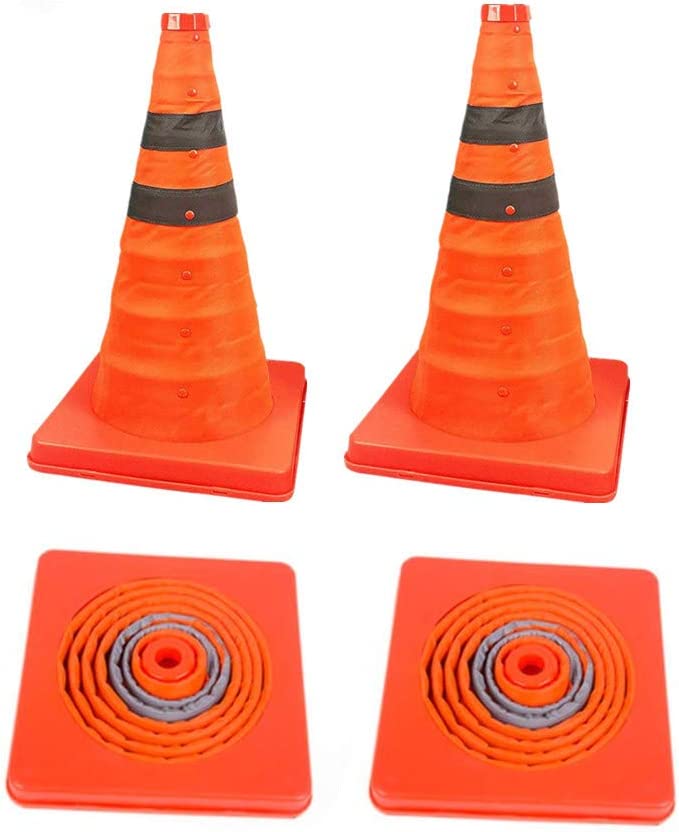 Photo 1 of 18/28 Inch Traffic Cones Collapsible Orange Safety Cones with Reflective Collars - 4 Pack 18IN