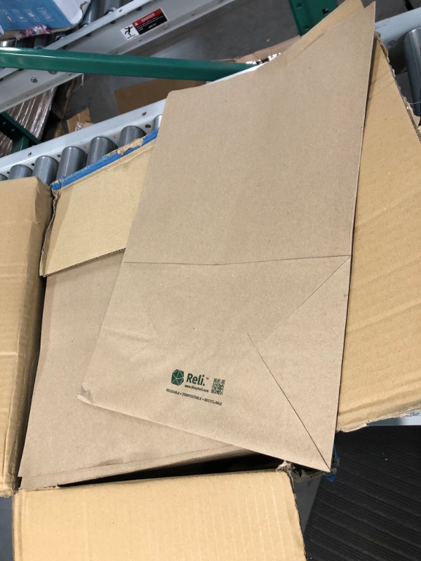 Photo 2 of ***PREVIOUSLY OPENED/LIKE NEW*** Reli. Paper Grocery Bags (125 Pcs Bulk) (12x7x17) 70 Lbs Basis, Extra Heavy Duty 