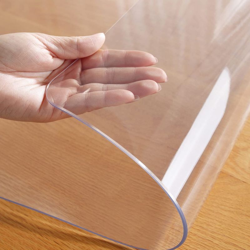 Photo 1 of  Vinyl Tablecloth Protector Oil-Proof Easy Clean Transparent Table Cover (Oval)-60X90 Inch