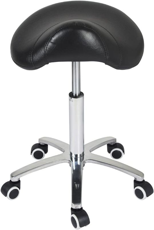 Photo 1 of Antlu Saddle Stool Rolling Chair (Without Backrest, Black)