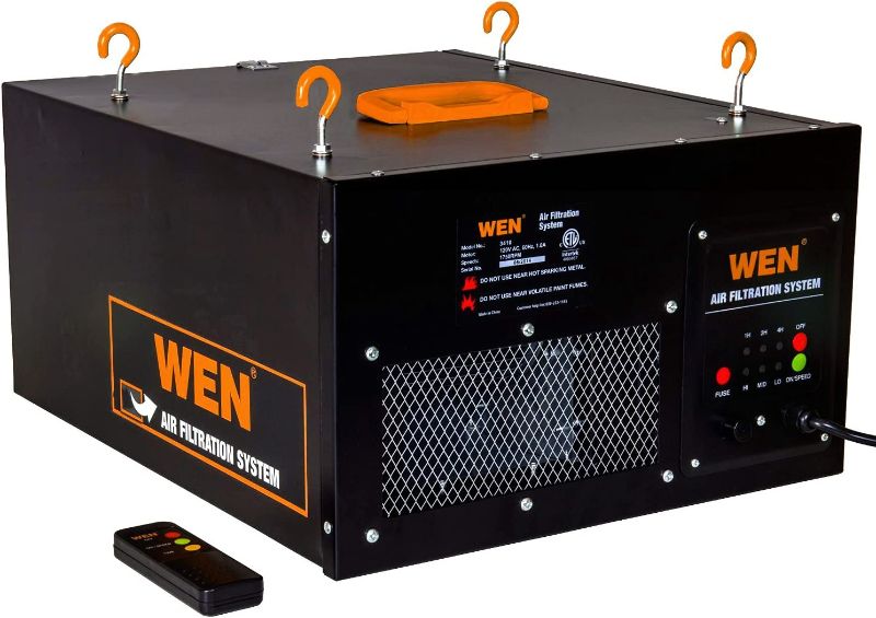 Photo 1 of 
WEN 3410 3-Speed Remote-Controlled Air Filtration System (300/350/400 CFM), Basic w/ RF Remote (400 CFM) , Black