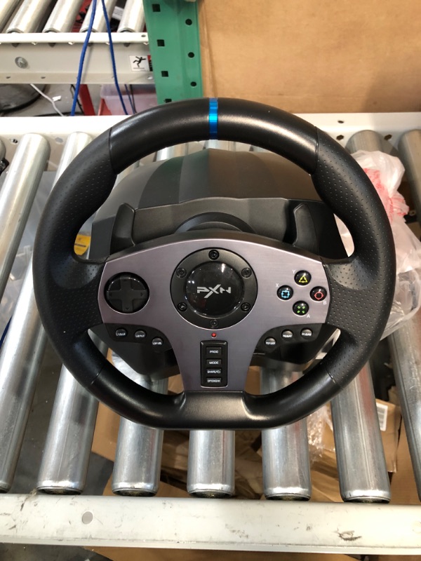 Photo 2 of Game Racing Wheel, PXN V9 270°/900° Adjustable Racing Steering Wheel, with Clutch and Shifter, Support Vibration and Headset Function, Suitable for PC, PS3, PS4, Xbox One, Nintendo Switch.