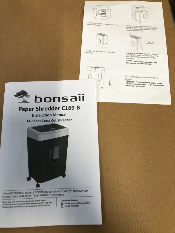 Photo 3 of Bonsaii 14-Sheet Office Paper Shredder, 40-Minute Home Office Heavy Duty Shredder, Cross Cut Shredder for Home Use, CDs, Mails, Staple, Clip, with 4 Casters (C169-B) 4 0 Minute - 14 Sheet