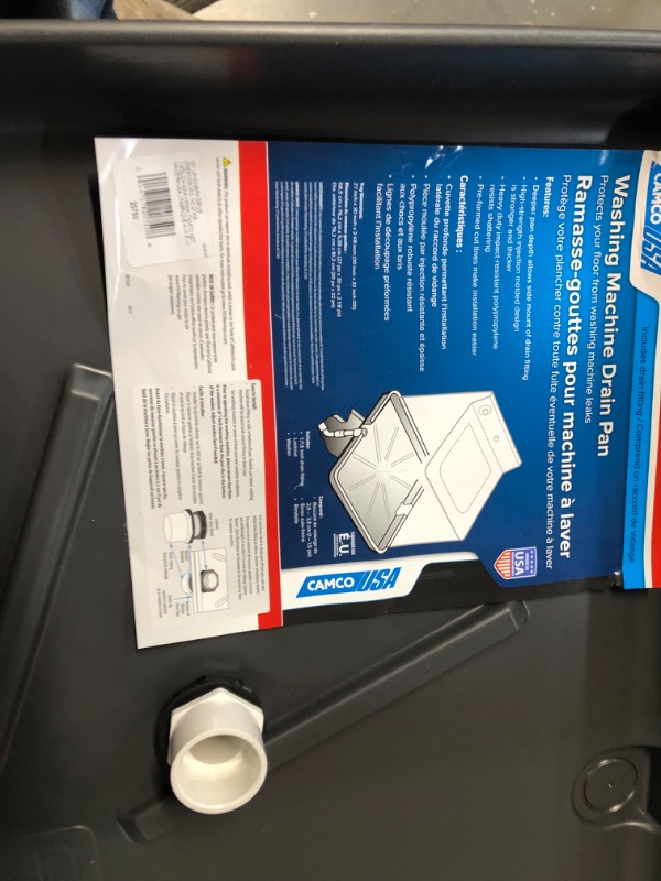 Photo 1 of Camco 20750 Washing Machine Drain Pan with PVC Fitting, 30-Inch x 32-Inch, Graphite - Protects Your Floors from Washing Machine Leaks - Easy to Use Standard Packaging Graphite 30" x 32"
