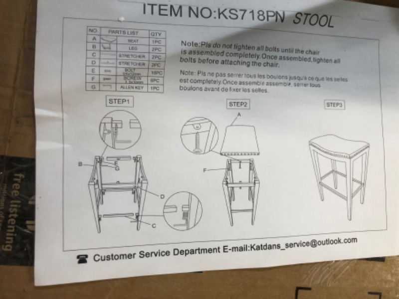 Photo 5 of *LIKE NEW* KATDANS Bar Stools Set of 2-Counter Height Bar Stools - 24 Inch 