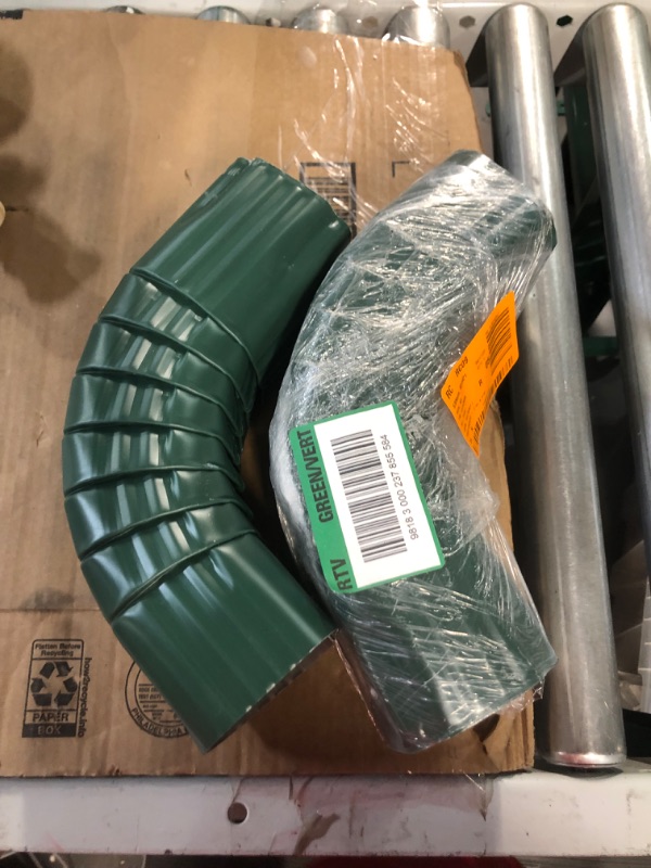 Photo 2 of 90 Degree Aluminum Downspout Gutter Elbow Style B, 3X4 Inches, Grecian Green, 2 PACK