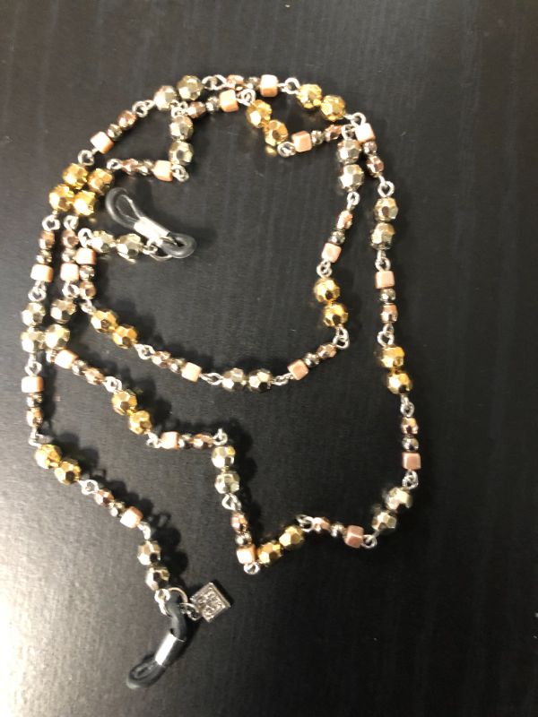 Photo 4 of Gold Beaded Glasses Chain For Women Signed GMC