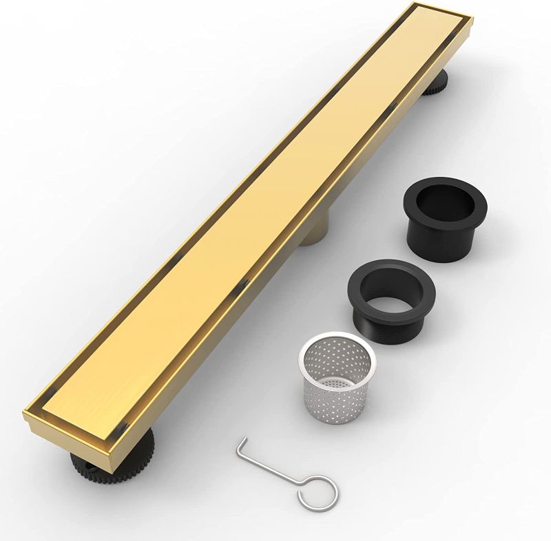 Photo 1 of (**NEW**WEBANG 24 Inch Shower Linear Gold Drain Rectangular Floor Drain with Accessories Reversible 2-in-1 Cover Tile Insert Grate Removable