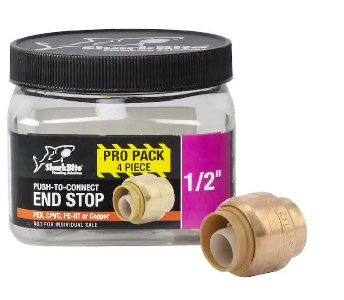 Photo 1 of 1/2 in. Push-to-Connect Brass End Stop Fitting Pro Pack (4-Pack)
