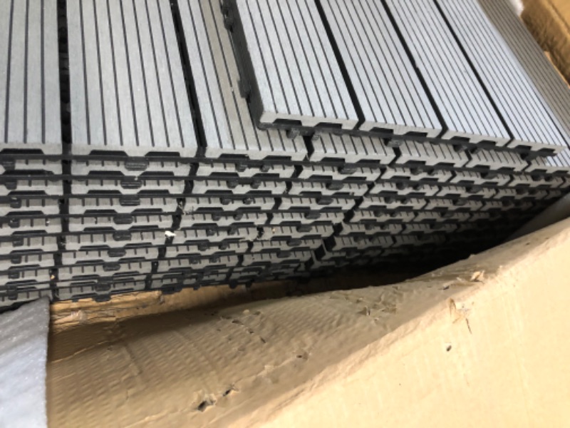 Photo 3 of *GREY AND BLACK* TONAHUTU 22PCS Interbuild Hardwood Interlocking Patio Deck Tiles, 12"x12