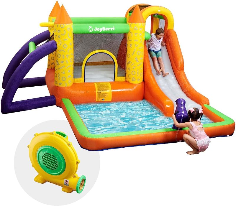 Photo 1 of AirMyFun Bounce House,Bouncy Castle with Ball Pit,Inflatable Kids Double Slide with Air Blower, Castle Bouncer for Children Jumping Outdoor and Indoor Party