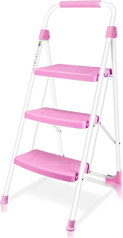 Photo 1 of 
TOOLITIN 3 Step Ladder, Portable Folding Step Stool with Wide Anti-Slip Pedal, 500lbs Sturdy Steel Ladder,