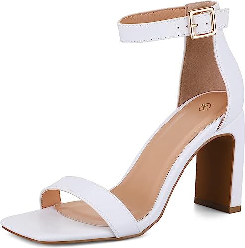 Photo 1 of  Women's Chunky Block High Heels Square Open Toe Ankle Strap