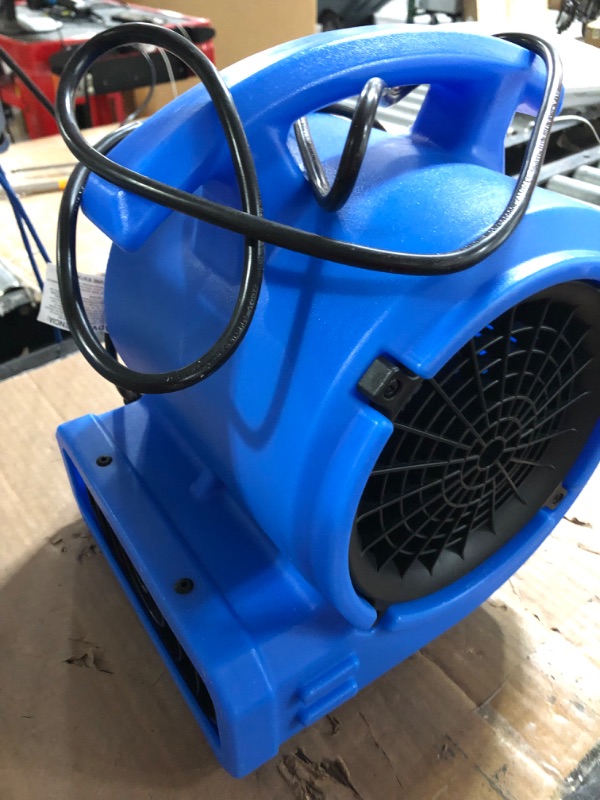 Photo 3 of **PREV OWNED** 1/8 HP Air Mover Carpet Dryer Floor Blower Fan for Home Use in Blue