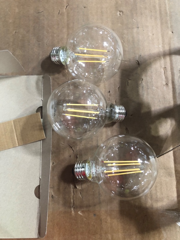 Photo 2 of 100-Watt Equivalent G25 Dimmable Globe Clear Glass Filament LED Vintage Edison Light Bulb Bright White (3-Pack)