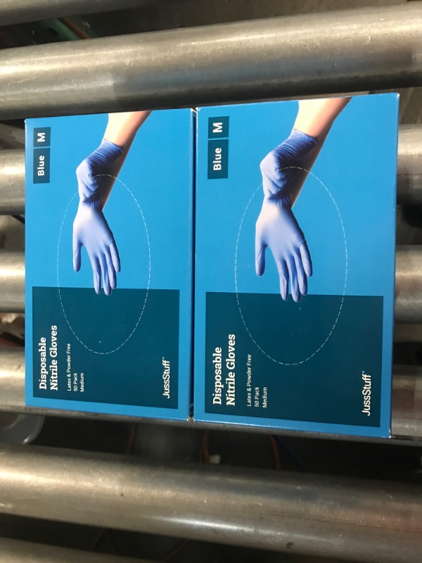 Photo 2 of (2 Pack) Nitrile Gloves Disposable Latex Free Powder Free Medium 50 Pcs