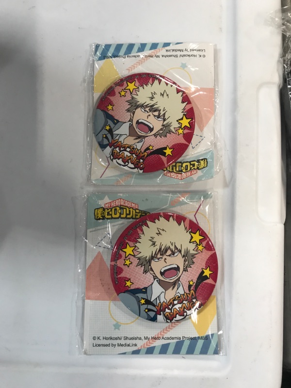 Photo 2 of My Hero Academia Metal Button Pins Katsuki Bakugo  2.3 inches, Pack of 2