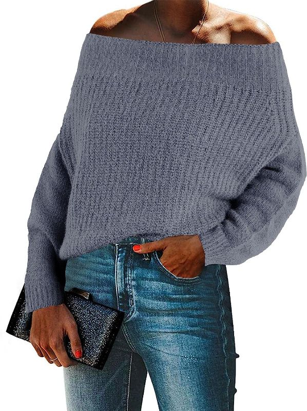 Photo 1 of SySea Womens Off The Shoulder Sweaters Chunky Pullover Sweaters Oversized Knit Jumper Tops