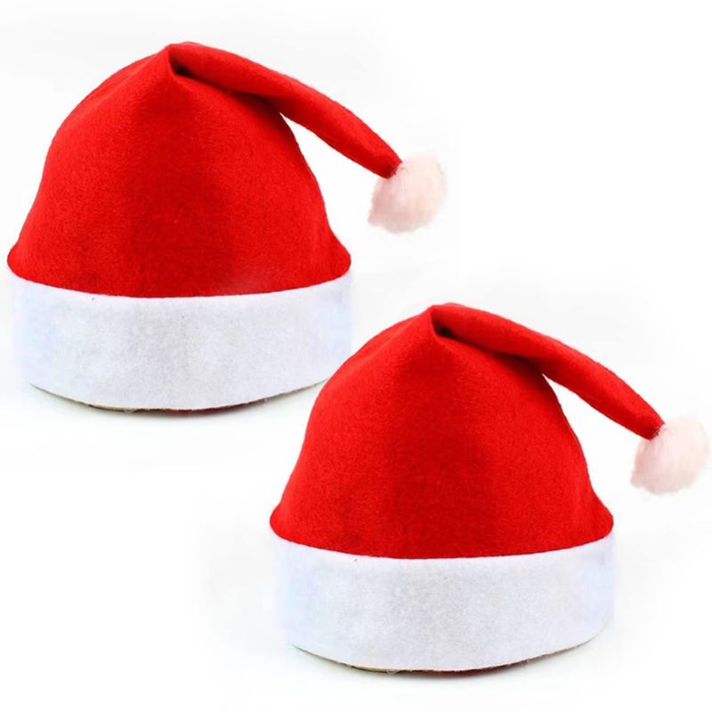 Photo 1 of 2 PCS Santa Hats Christmas Hat Adults Christmas Hat Unisex Classic Style Christmas Decorations Hat For New Year Festive A-red