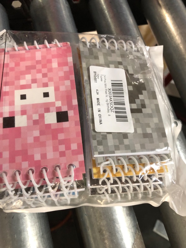 Photo 3 of 24 Pcs Mini Pixel Notepads Multicolor Miner Style Pocket Notebooks Journal Pixelated Lined Notepads Pixel Video Game Themed Party Teacher Classroom Supplies for Boys Girls Mining Birthday, 8 Types