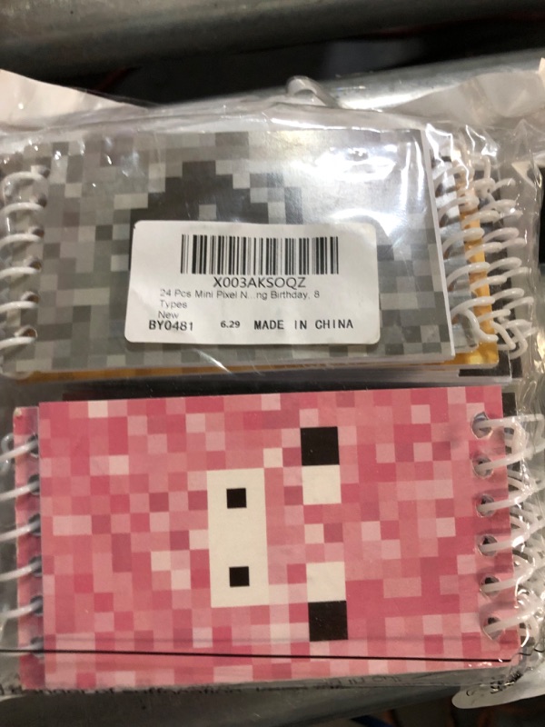 Photo 2 of 24 Pcs Mini Pixel Notepads Multicolor Miner Style Pocket Notebooks Journal Pixelated Lined Notepads Pixel Video Game Themed Party Teacher Classroom Supplies for Boys Girls Mining Birthday, 8 Types