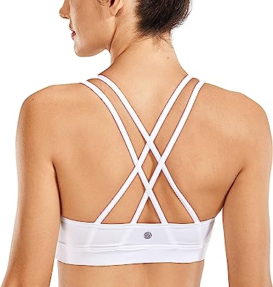 Photo 1 of CRZ YOGA Women's Strappy Sports Bra, White, Medium 