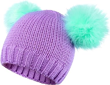 Photo 1 of *SEE NOTES* Girl's Winter Knit Hat Pompom Knitting Hat Keep Warm Winter for Girls Cap, Color Yellow & Blue