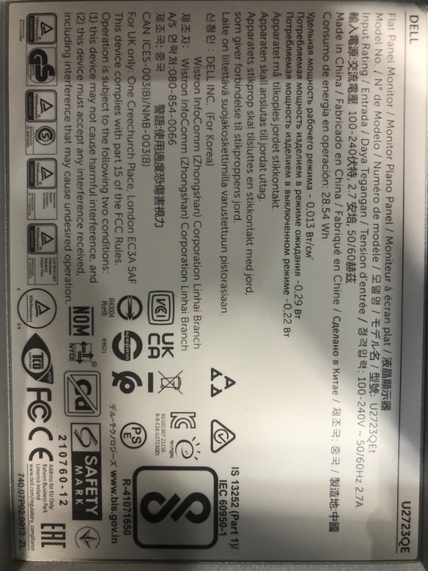 Photo 1 of Dell UltraSharp U2723QE 27" 4K UHD WLED LCD Monitor - 16:9 - Black, Silver 27 Inches U2723QE