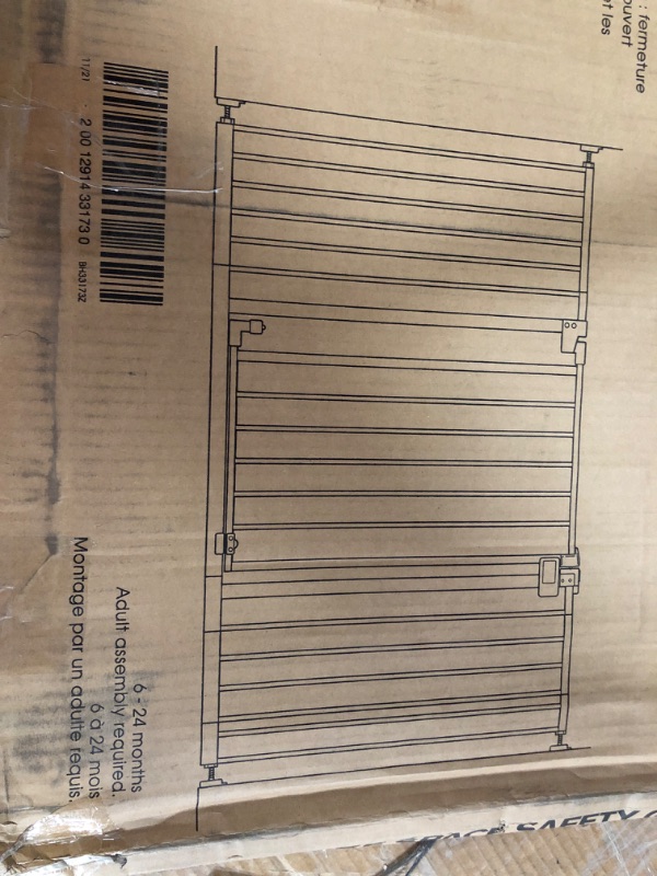 Photo 3 of Mom's Choice Awards Winner-Cumbor 29.5-57" Baby Gate for Stairs, Extra Wide Dog Gate for Doorways, Pressure Mounted Walk Through Safety Child Gate for Kids Toddler, Tall Pet Puppy Fence Gate, Black 30.5" Tall x 57" Wide Black