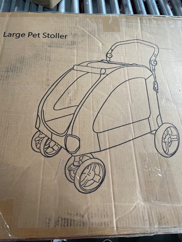 Photo 1 of Dog Stroller for Medium Large Dog - 4 Wheels Foldable Pet Travel Stroller Jogger with Adjustable Handle Load Capacity 133 lb (Blue)