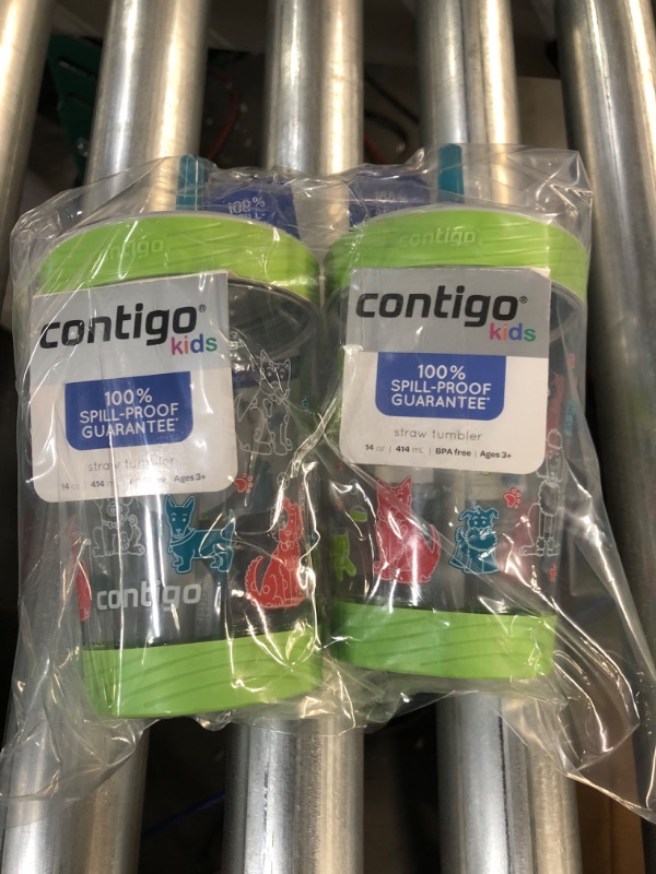 Photo 2 of *NEW* Contigo 14oz Plastic Good Boys' Kids' Spill-Proof Tumbler with Straw X2