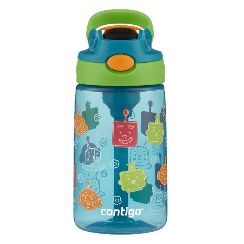 Photo 1 of *NEW* Contigo 14oz Plastic Friendly Bots Kids' Cleanable Autospout Water Bottle X3