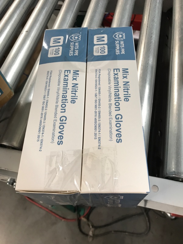 Photo 1 of Nitrile Gloves 100 M/L Disposable Latex Free Case Count Bulk Nitrile Vinyl Glove Powder Free Blue Blend Synthetic Gloves pack of 2