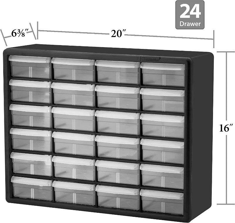 Photo 2 of Akro-Mils 10124, 24 Drawer Plastic Parts Storage Hardware and Craft Cabinet,, Black 24 Drawer Cabinet Black