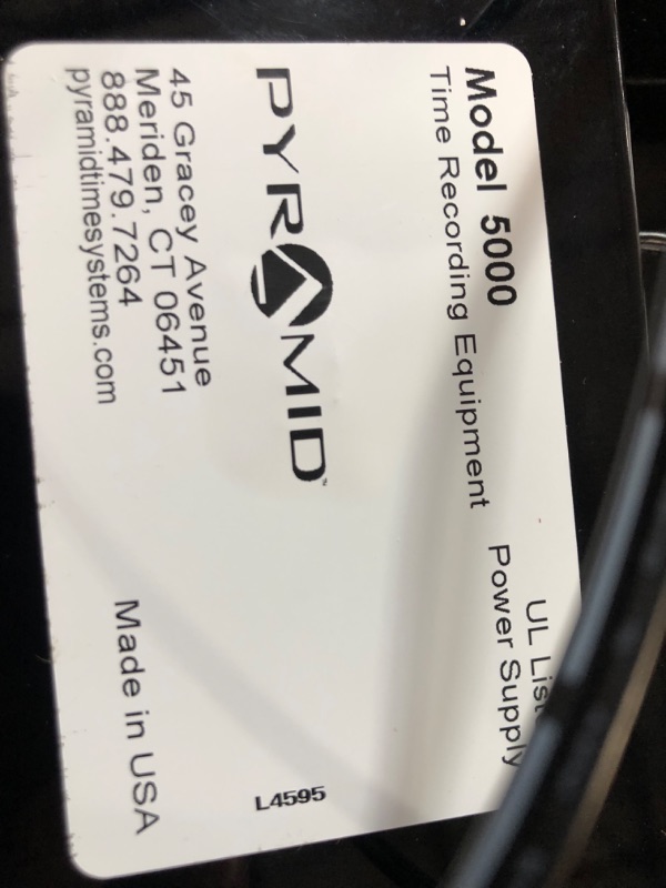 Photo 6 of Pyramid Time Systems, Model 5000 Auto Totaling Time Clock, Handles up to 100 Employees, Made in USA, black Standard Time Clock