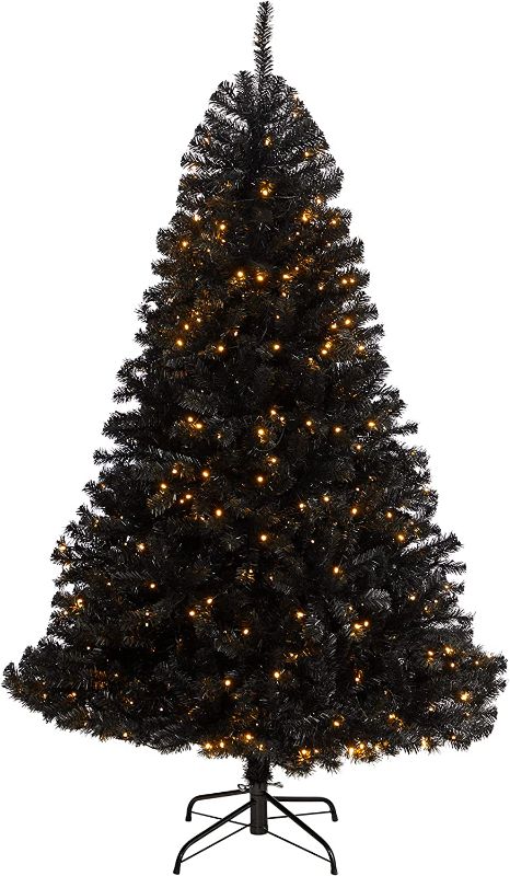 Photo 2 of **SEE NOTES** 6ft. Black Artificial Christmas Tree with 400 Clear LED Lights and 1036 Tips
