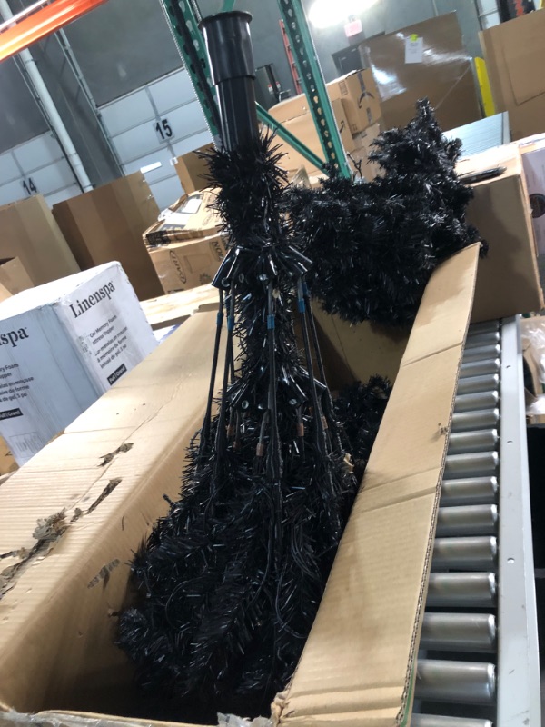 Photo 4 of **SEE NOTES** 6ft. Black Artificial Christmas Tree with 400 Clear LED Lights and 1036 Tips
