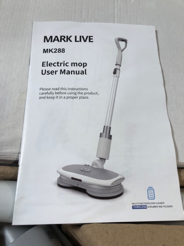 Photo 1 of **USED/DIRTY,SEE NOTES** MARK LIVE Electric Mop, Cordless Floor Cleaner, LED Headlight and Water Sprayer with 300ml Tank