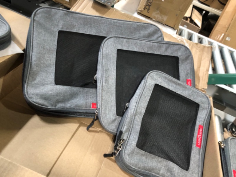 Photo 9 of **SEE NOTES/PREV OPENED** Compression Packing Cubes with Double Zipper (6-Pack (2L+2M+2S), Grey)