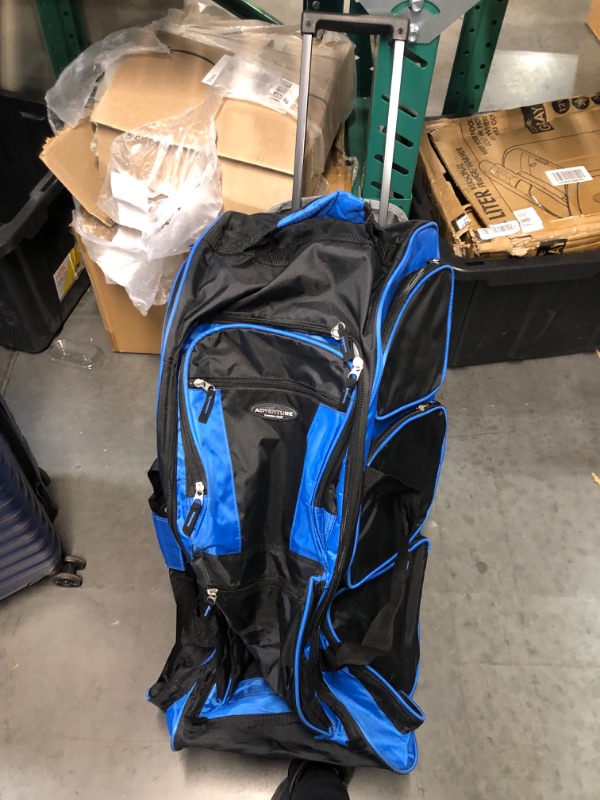 Photo 4 of *USED/BROKE PIECE/SEE NOTES**Travelers Club Xpedition 30 Inch Multi-Pocket Upright Rolling Duffel Bag, Blue, 30" Suitcase