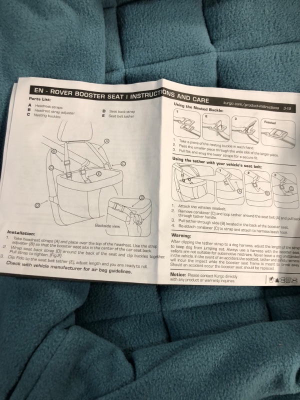 Photo 5 of **USED/DIRTY/SEE NOTES** Kurgo Dog Booster Seats - Small Dogs and Puppies Weighing Under 30 lbs - BLUE/GREY