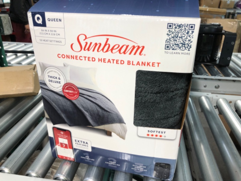 Photo 4 of **USED, LIKE NEW** Sunbeam LoftTec Wi-Fi Connected Heated Blanket, Electric Blanket, 10 Heat Settings, Queen Size Slate Gray