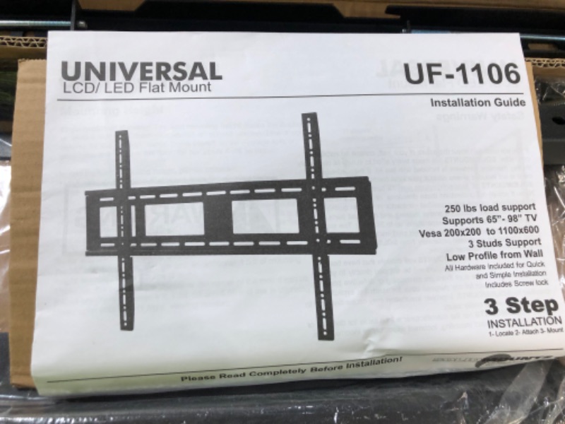 Photo 5 of ***USED/LOOSE HARDWARE*** - Solid Mounts Super Flat Wall Mount for TV's 65"-98" up to 250 lbs