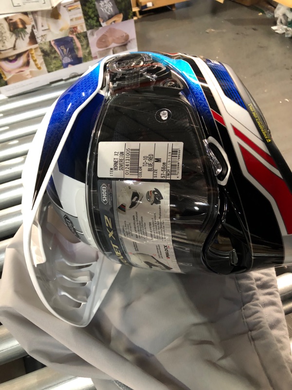 Photo 10 of Shoei Hornet X2 Sovereign Helmet (Medium) (White/Blue/RED) Medium WHITE/BLUE/RED