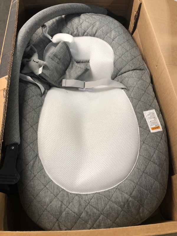 Photo 2 of Baby Delight Aura Deluxe | Portable Baby Bouncer for Infants | Baby Rocker | Quilted Charcoal Tweed Grey