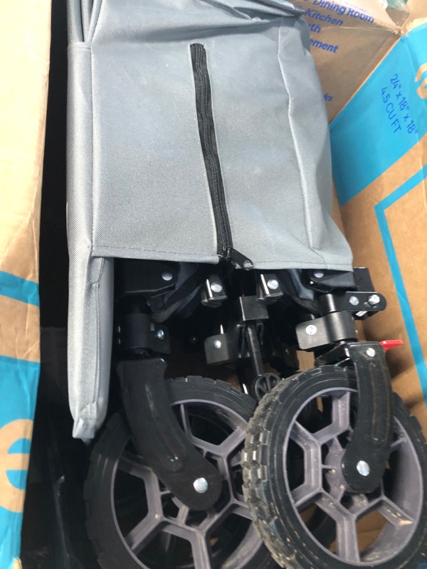 Photo 1 of Sekey Collapsible Foldable Wagon with 220lbs Weight Capacity, Heavy Duty Folding Utility Garden Cart with Big All-Terrain Beach Wheelsand Drink Holders. Grey Gray