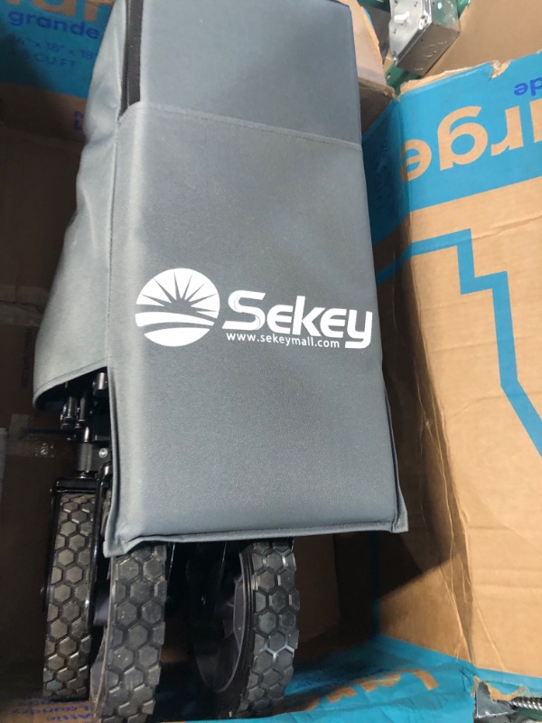 Photo 1 of Sekey Collapsible Foldable Wagon with 220lbs Weight Capacity, Heavy Duty Folding Utility Garden Cart with Big All-Terrain Beach Wheelsand Drink Holders. Grey Gray
