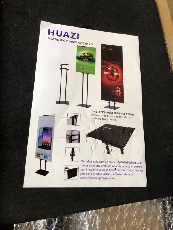 Photo 2 of HUAZI Poster Stand for Display Double-Sided Heavy Duty Sign Stand Holder Floor Freestanding Poster Board Stand with Base Adjustable Height Up to 75inches for Board & Foam,Black Double-Pole Stand