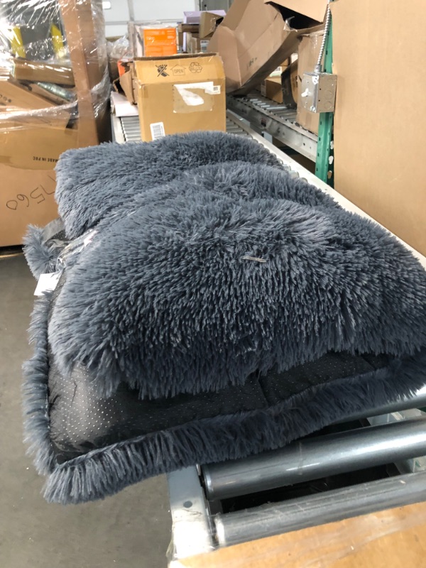 Photo 2 of 40x27 Fuzzy Dog Bed, Dark Gray