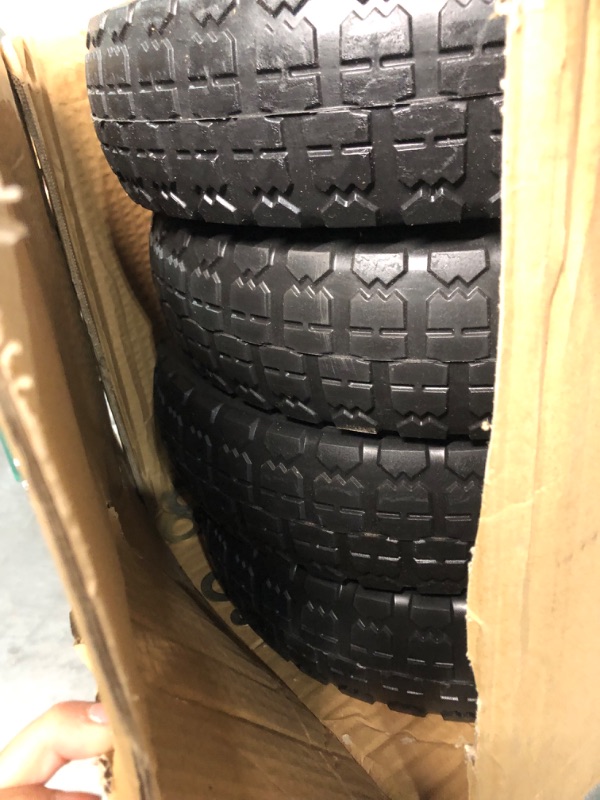 Photo 2 of (4-Pack) 13‘’ Tire for Gorilla Cart - Solid Polyurethane Flat-Free Tire and Wheel Assemblies - 3.15” Wide Tires with 5/8 Axle Borehole and 2.1” 